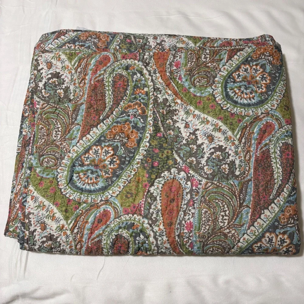 Pottery Barn Quilt King Multicolor Paisley Cotton Bedding 7209281 *FLAW*